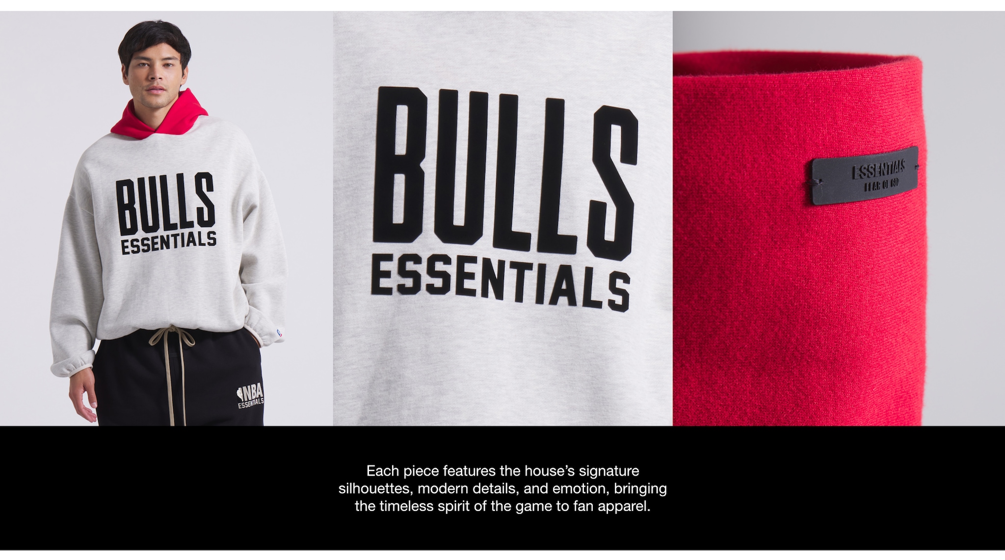 Fear of God x NBA! Shop the first drop now! Each piece features the house's signature silhouettes, modern details, and emotion, bringing the timeless spirit of the game to fan apparel.